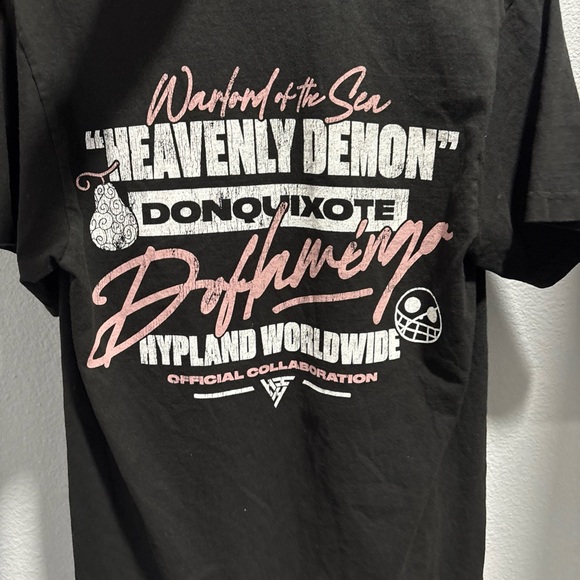 Black Tee with Pink and White Graphic - Picture 1 of 4